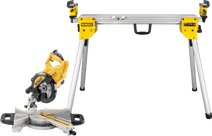 DeWalt DWS773-QS + onderstel Afkortzaag met een onderstel