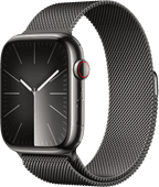 Apple Watch Series 9 4G 45mm Grafiet Rvs Milanese Polsband LTE smartwatch