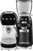 SMEG ECF02BLEU Black + Coffee Grinder SMEG piston machine