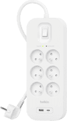 Belkin Parafoudre 6 Prises 2 Mètres USB-C Blanc 