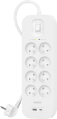 Belkin Surge Protection 7 Outlet 2m USB-C White 