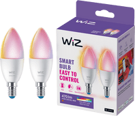 WiZ Smart Ampoule Bougie Lot de 2 - Éclairage Coloré et Blanc - E14 Cadeau : smart home