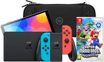 Nintendo Switch OLED Blue/Red + Super Mario Bros. Wonder + BlueBuilt Travel Case Nintendo Switch OLED
