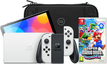 Nintendo Switch OLED White + Super Mario Bros. Wonder + BlueBuilt Travel Case Nintendo Switch OLED