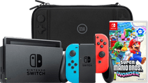 Nintendo Switch Red/Blue + Super Mario Bros. Wonder + BlueBuilt Travel Case Nintendo Switch console (2019 upgrade)