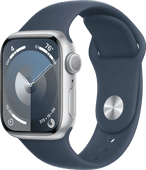 Apple Watch Series 9 41mm Zilver Aluminium Sportband Blauw S/M Smartwatch promotie