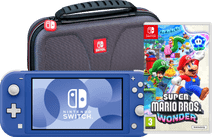 Nintendo Switch Lite Blauw + Super Mario Bros. Wonder + Beschermhoes Nintendo Switch