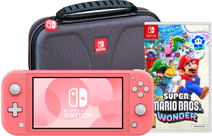 Nintendo Switch Lite Koraal + Super Mario Bros. Wonder + Beschermhoes Nintendo Switch