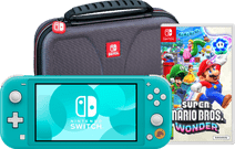 Nintendo Switch Lite Turquoise + Super Mario Bros. Wonder + Beschermhoes Nintendo Switch