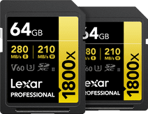 Lexar Professional SDXC 1800x GOLD 64 Go 210 Mo/s - Lot de 2 