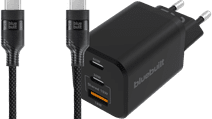 BlueBuilt Power Delivery Oplader 2 Usb C Poorten 65W + Usb C Kabel 3m Nylon Zwart Samsung S26 oplader