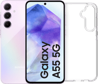 Samsung Galaxy A55 128GB Pink 5G + BlueBuilt Back Cover Transparent Smartphone with the best camera