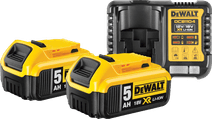 DeWalt DCB184-XJ 18V 5.0Ah Battery (2x) + XR Multivoltage Battery and battery charger set for tools