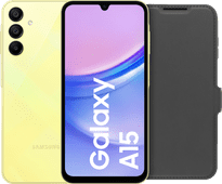 Samsung Galaxy A15 128 Go Jaune 4G + BlueBuilt Book Case Noir Samsung Galaxy A15