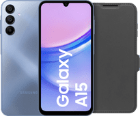 Samsung Galaxy A15 128 Go Bleu 5G + BlueBuilt Book Case Noir Smartphone Samsung bon marché