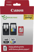 Canon PG-560/CL-561 Cartridge + Photo Paper Canon PG 560 and 561 ink cartridge