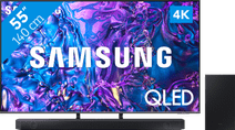Samsung QLED 4K 55Q74D (2024) + Barre de Son TV Samsung avec une télécommande One Remote