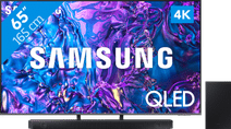 Samsung QLED 4K 65Q74D (2024) + Barre de Son TV Samsung avec une télécommande One Remote