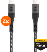 BlueBuilt USB-C vers USB-C Cable 1,5 m Kevlar Noir Lot de 2 Câble USB-C vers USB-C