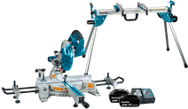 Makita DLS714NZ + 6.0Ah Battery (2x) and Charger + Underframe Makita radial arm saw