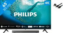 Philips 65PUS7009  + Soundbar + Hdmi kabel Tv voor standaard tv kijken