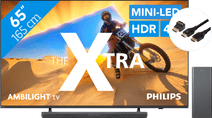 Philips The Xtra 65PML9009 - QD Mini-LED (2024) + Philips TAB6309 + BlueBuilt Câble HDMI Deal Semaines pack-tion : TV et barre de son