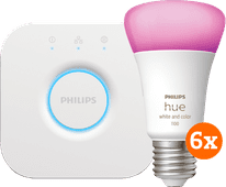 Philips Hue White and Color Kit de Démarrage avec 6 Ampoules + Bridge Kit de démarrage pour ampoule connectée compatible avec l'Assistant Google