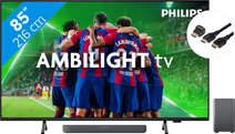 Philips 85PUS8309 - Ambilight (2024) + Barre de Son + Câble HDMI TV Philips d'entrée de gamme