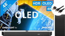 Philips 48OLED809 - Ambilight (2024) + Barre de Son + Câble HDMI TV de taille moyenne