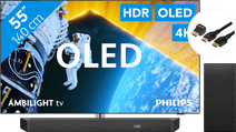 Philips 55OLED809 - Ambilight (2024) + Soundbar + Hdmi kabel Tv voor bij je nieuwe gaming console