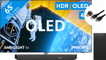 Philips 65OLED809 - Ambilight (2024) + Barre de Son + Câble HDMI TV pour regarder du sport