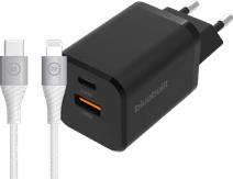 BlueBuilt Snellader met 2 Usb Poorten 38W Zwart + Lightning Kabel 1,5m Apple iPhone 13, 12, 11, X, SE (2020) en 8 oplader