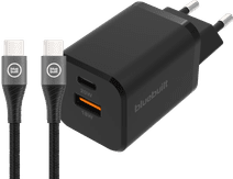 BlueBuilt Chargeur Rapide avec 2 Ports USB 38 W Noir + Câble USB-C 1,5 m 