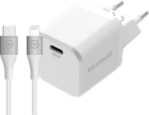 BlueBuilt Chargeur Power Delivery 20 W + Câble Lightning 1,5 m Nylon Blanc 