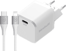 BlueBuilt Chargeur Power Delivery 30 W + Câble Lightning 1,5 m Nylon Blanc 