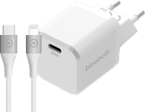 BlueBuilt Power Delivery Oplader 30W + Lightning Kabel 1,5m Nylon Wit iPhone Xs / Xs Max / Xr oplader