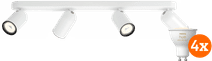 Philips Pongee opbouwspot - 4 spots - wit + Philips Hue White Ambiance GU10 (4x) 