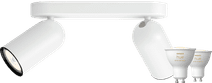 Philips Pongee Mounted Spot Light - 2 Spot Lights - White + Philips Hue White Ambiance GU10 (2x) 