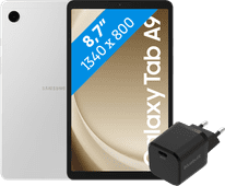 Samsung Galaxy Tab A9 8,7 inch 64GB Wifi Zilver + BlueBuilt Oplader Samsung Galaxy Tab A9 en Tab A9 Plus