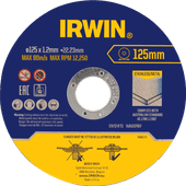 Irwin Meules de Tronçonnage Métal 125 x 1,2 mm 10 Pièces Disque à meuler 125 mm