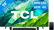 TCL QD Mini-Led 98C81B (2024) + Barre de Son TV avec une barre de son intégrée