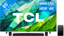 TCL QD Mini-Led 85C81B (2024) + Barre de Son TV avec une barre de son intégrée