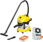 Karcher WD 4 S V-20/5/22 + Karcher Stofzuigerzak voor WD 4/5/6 (4x) Bouwstofzuiger