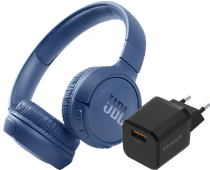 JBL Tune 510BT Blauw + BlueBuilt Quick Charge Oplader met Usb A Poort 18W Zwart Koptelefoon voor thuis