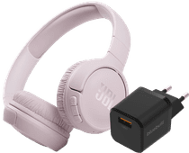 JBL Tune 510BT Rose + BlueBuilt Chargeur Quick Charge avec Port USB-A 18 W Noir Pack JBL