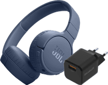 JBL Tune 670NC Bleu + BlueBuilt Chargeur Quick Charge avec Port USB-A 18 W Noir Pack JBL