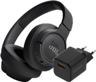 JBL Tune 720BT Noir + BlueBuilt Chargeur Quick Charge avec Port USB-A 18 W Noir 