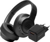 JBL Tune 760NC Noir + BlueBuilt Chargeur Quick Charge avec Port USB-A 18 W Noir Casque audio pour le bureau