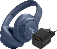 JBL Tune 770NC Blue + BlueBuilt Quick Charge Charger with USB-A Port 18W Black Bluetooth headphones