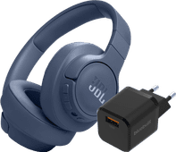 JBL Tune 770NC Bleu + BlueBuilt Chargeur Quick Charge avec Port USB-A 18 W Noir Pack JBL